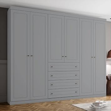Guarda-Roupa Casal Nova York 6 Portas 4 Gavetas Cinza