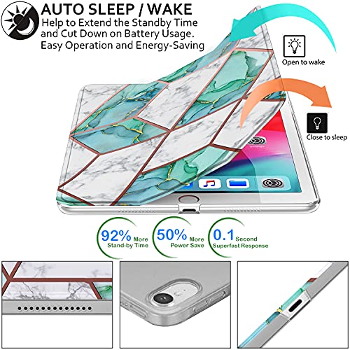 Image of DuraSafe Cases for iPad PRO 11 Inch 2018 1 Gen [ PRO 11 1st ] A1980 A1934 A2013 A1979 MTXN2HN /A MTXP2HN /A MTXR2HN /A MTXQ2HN /A PrintediPad Cover with Translucent Frosted Hard Back - Marble Green