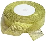 AERZETIX - Cinta lamé decorativa un color brillante - 25mm x 22 metros - color oro dorado - proyectos de decoración creativos coser arte embalaje regalos fiesta cumpleaños ceremonia - C50736