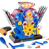 POFJOEQ STEM V6 Engine Model Building Kit,Engine Model Kit Toy with Cool Lights&Sounds,Ages3+