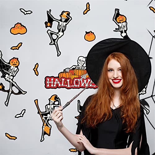 Adesivos de Halloween Glow in The Dark | Adesivos de parede de esqueleto morcego abóbora, decoração