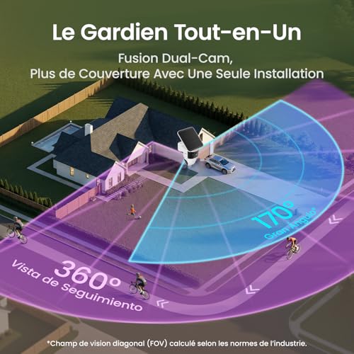 aosu T2 Pro 3K Camera Surveillance WiFi Exterieure sans Fil, 5MP Double Caméra 360° PTZ + 170° Grand-Angle sans Angle Mort, Suivi Auto AI Détection Personne Voiture Animal, Vision Nocturne Couleur – Image 4