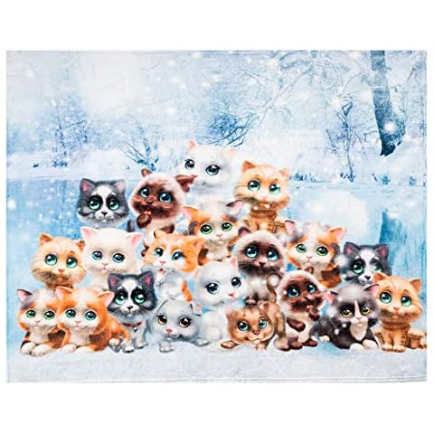 Cat Throw Blanket, Adorable Extra-Large Kitty Cat Blanket for Adults, Kids, Boys, Girls, and Kittens, Fleece Cat Blanket (127 cm x 150 cm) Cover