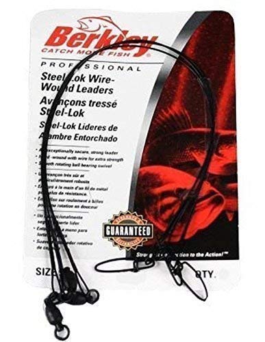 Berkley McMahon Wire Wound Steelon 30lb 9 inch Leaders/Traces**Pack Of 3** Pike Fishing Spinning Trace Fitted with Berkley Cross Lok Snap & McMahon Swivels