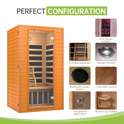 Image of Real Relax Sauna 1-2 Person Low EMF Infrared Sauna with Red Light Therapy