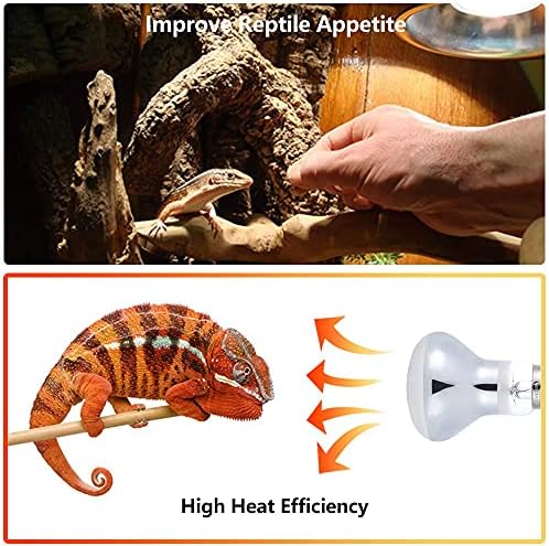 LUCKY HERP 2 Pack 50W Reptile Heat Bulb, Basking Spot Heat Lamp for Reptiles, Amphibian, Chicks, Dog Heating Use