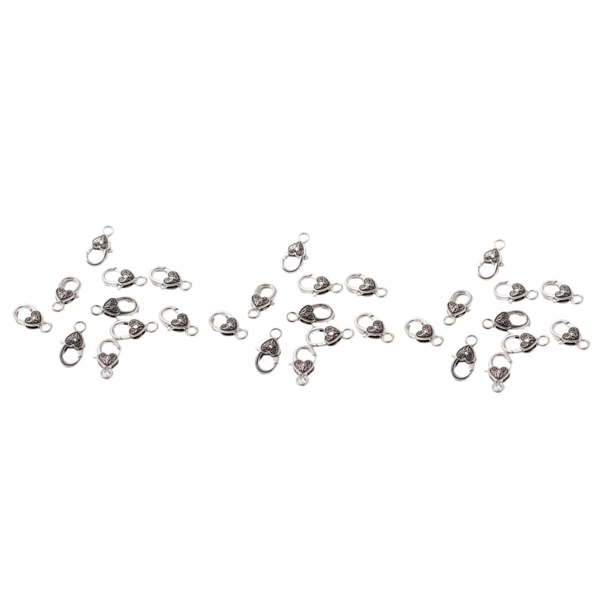 TEHAUX 120stücke Antike Silber Legierung Schnallen Herzförmige Verschlüsse Für Schmuckherstellung Für Und Armbänder Langlebig Und Glänzend Zubehör