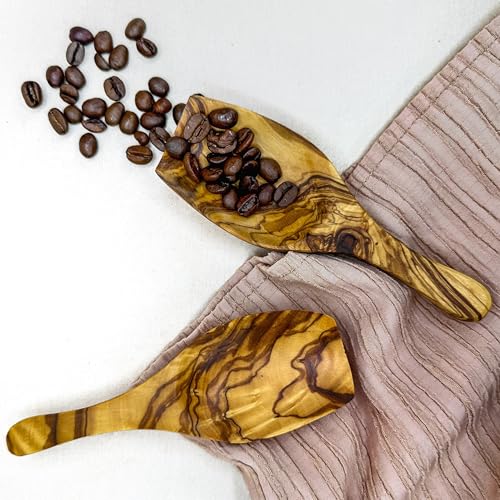 Gewürzschaufel aus Olivenholz – handgefertigter Gewürz- und Dosierer-Löffel, Lebensmittel-Scoop für Salz, Zucker & Kräuter – robustes Küchenutensil, natürlicher Holzlöffel