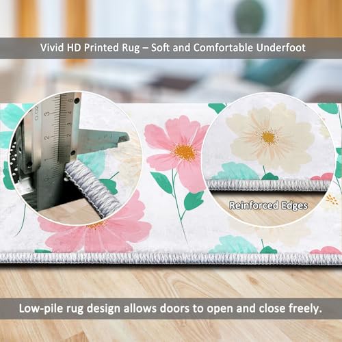 Tapis lavable et antidérapant 180x240cm à fleurs - 6