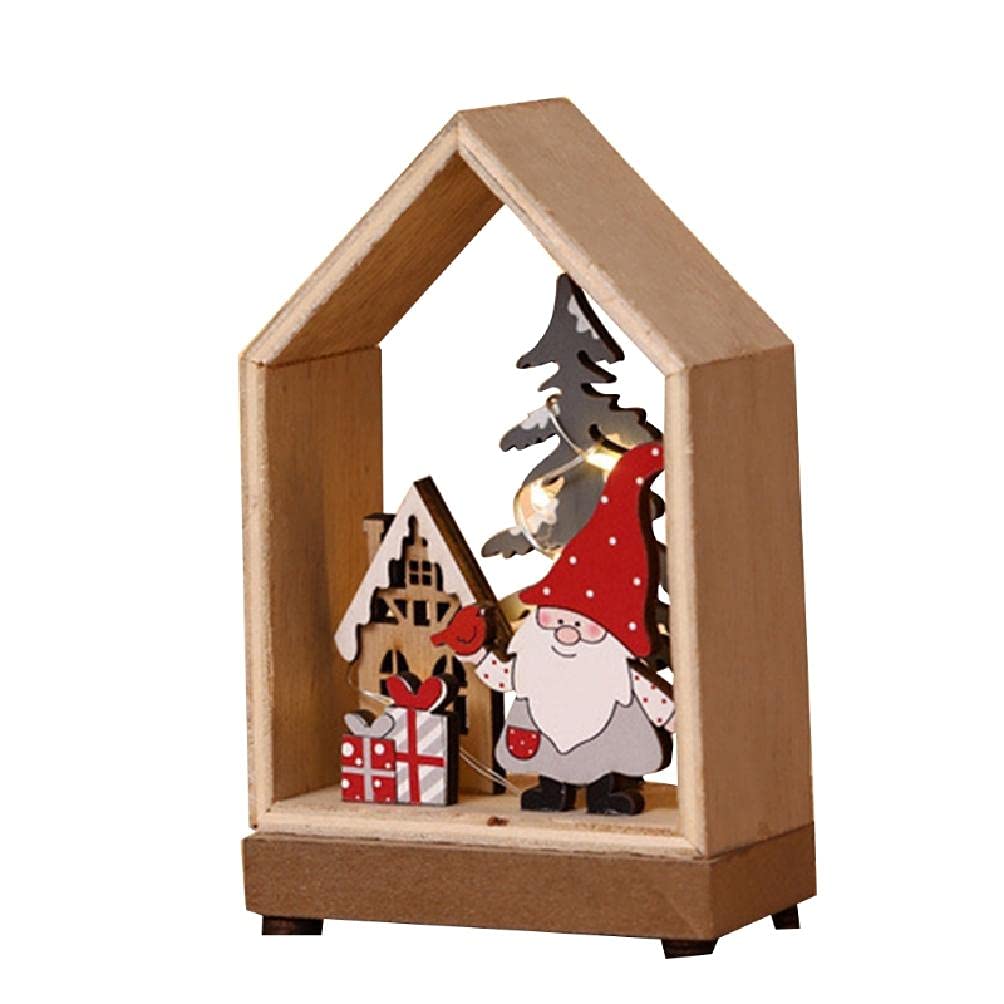 Forest Santa Glowing Cabin Wooden Desktop Ornaments Creative Decor for Home Art Crafts Decoration