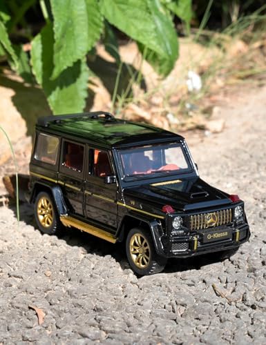Image of 1:32 Scale Car Model Compatible Collectible Benz G63 AMG Diecast Toy Vehicle, Zinc Alloy Pull Back Toy Car with Sound and Light for Adults, Boys, and Girls (Black)
