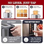 Elite Gourmet 2-Slice Motorized Toaster, No-Lever Touchscreen, Extra-Wide - Image 4