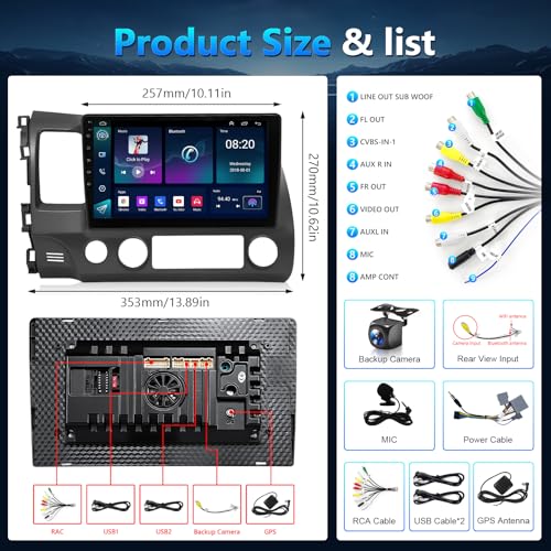 XGU 2G+64G Car Stereo for Honda Civic 2006 to 2011 Radio Apple CarPlay - image 7