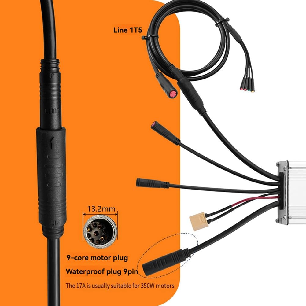Controller per bicicletta elettrica con luce 1T5 KT-15A, regolatore a sinusoidale impermeabile, accessorio per bicicletta elettrica e monopattino elettrico.