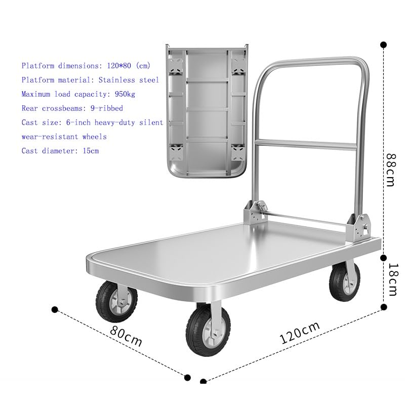 Wielofunkcyjny składany wózek z kółkami 15 cm, wózek platformowy do magazynu i transportu Lugga, wytrzymały wózek użytkowy dla łatwego lity