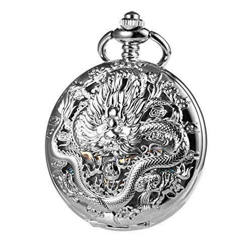 Reloj de bolsillo mecánico de cuerda que elimina las pilas usando un diseño esqueleto de bronce