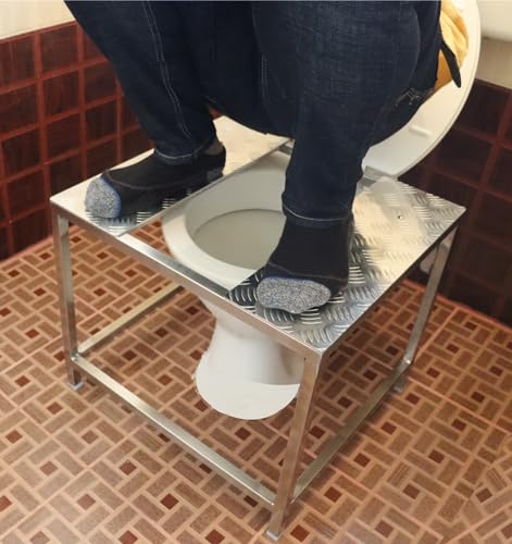 Image of Healthy Squat - Western to Indian Toilet Converter - SS Frame with Anti Skid Aluminium Checker Plate - Doctor Recommended - Strudy Table