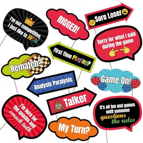 Game Night Photo Booth Props – 12 Funny Party Signs