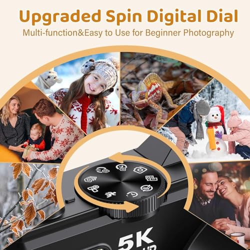 Image of BIGASUO 5K Digital Camera - 75MP Digital Cameras for Photography - Vlogging Camera for YouTube - Autofocus Video Camera 3 inch 180 Flip Screen with 18X Zoom (1204) (Black, B04)