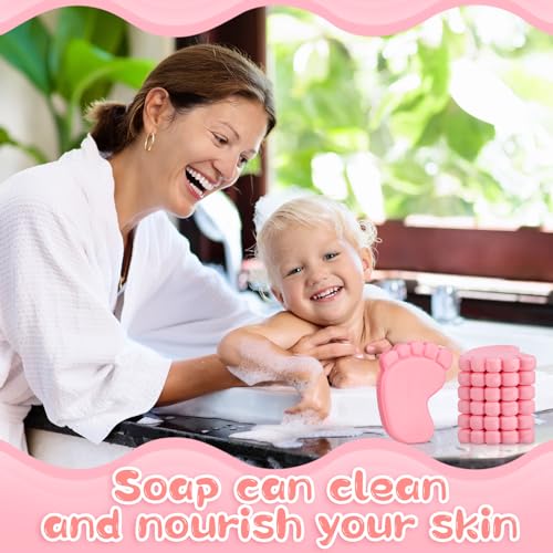 Image of 50 Sets Baby Shower Soap Favors for Guests Boy Girl Mini Handmade Scented Soaps with Thank You Tags and Organza Bags for Gender Reveal Baptism Shower Wedding Party(Pink)