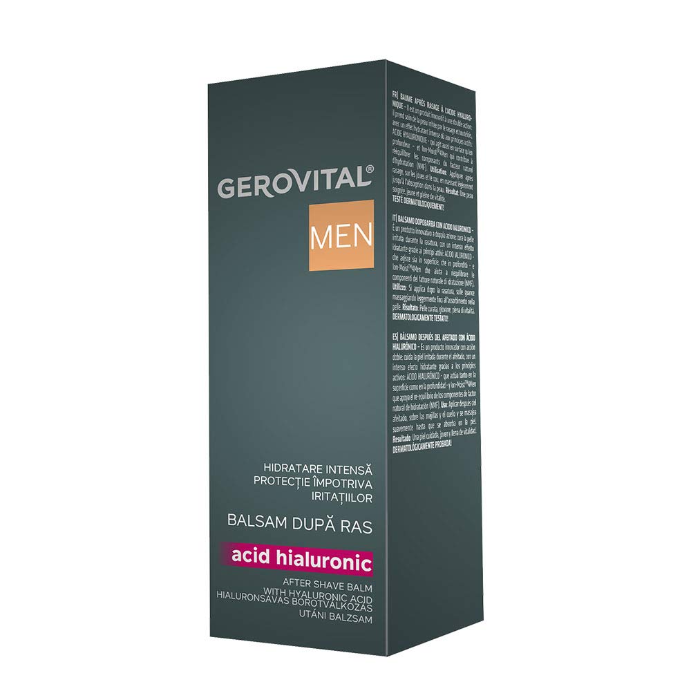 Gerovital MEN - After Shave Balm with Hyaluronic Acid | Moisturizing and Repairing Effect, 100 mililiters