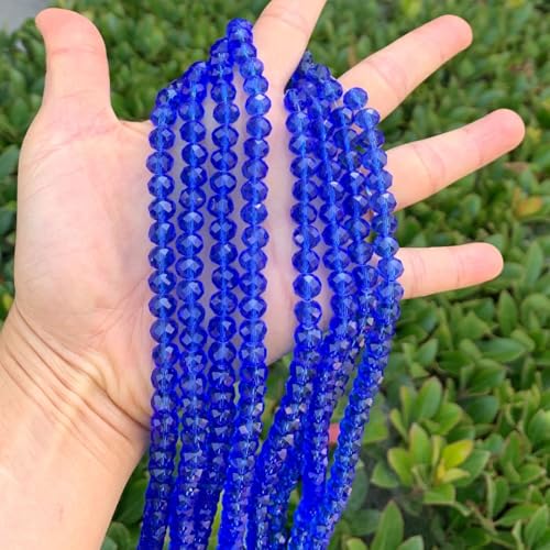 Image of 350pcs Czech Faceted Rondelle Crystal Glass Beads 8mm Bulk Sapphire Blue