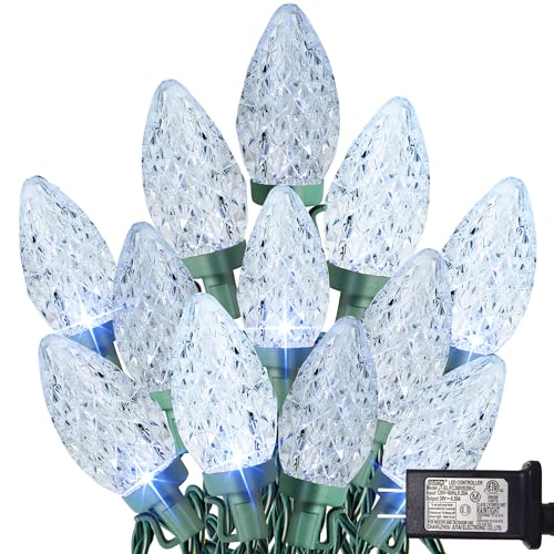 TW SHINE C9 Christmas Lights, 100 LED 66 FT Christmas String Lights Outdoor with 8 Modes Timer Waterproof Connectable for Indoor Yard Xmas Tree House Decorations (White)