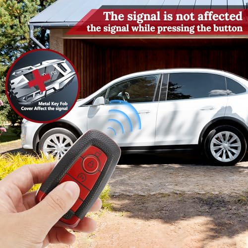 Image of Key Fob Cover for Ford, Braided Loop Keychain Accessory, Red