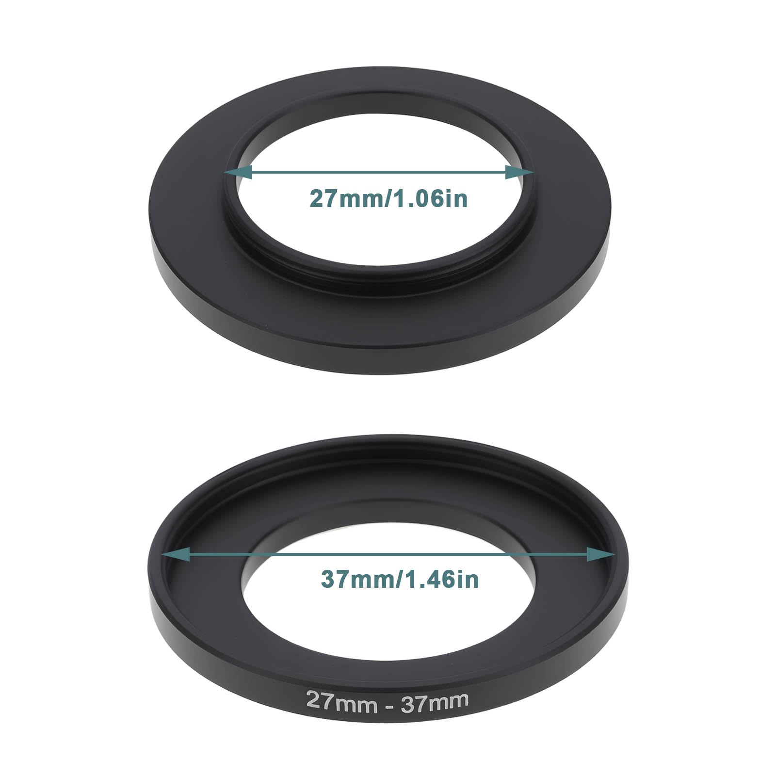 2 szt. adapter filtra z pierścieniem przedłużającym 27 mm do 37 mm ze stopu aluminium do większości aparatów