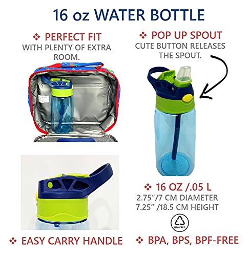 Kinsho Lunch Box With Water Bottle And Ice Pack Set, Kids Lunch-Bag Set For Toddler Daycare Or School, Boys Container For Lunches, Blue Space Rocket #TOP2