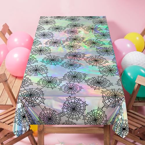 Cheerland Spiderweb Tablecloth Iridescent Holographic Foil Table ...