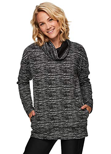 RBX Active Women's Cowl Neck Long Sleeve Pullover Sweatshirt with Pockets Black S