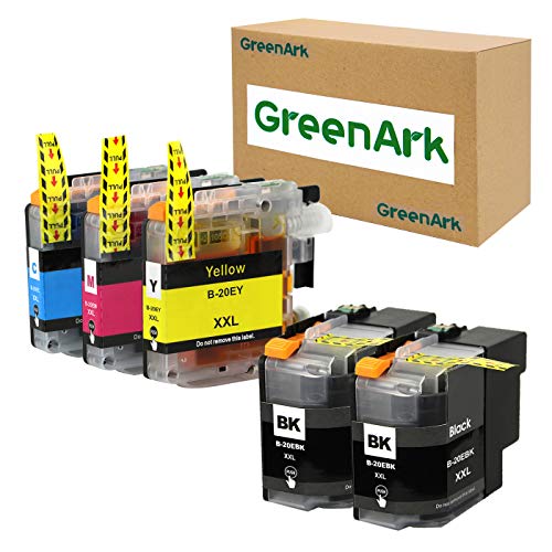 Compatible for Brother LC20E Super High Yield Ink Cartridge Works with Brother MFC-J985DW, MFC-J775DW, MFC-J5920DW Printers LC20EBK LC20EM LC20EC LC20EY (2 Black, 1 Cyan, 1 Magenta, 1 Yellow)