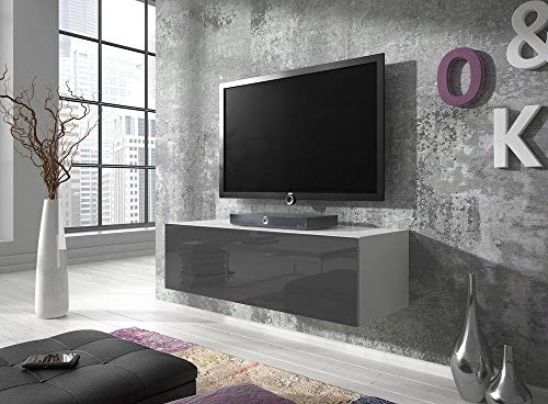 TV-Lowboard Fernsehschrank Fernsehtisch Rocco - 100 cm - Weiß/Grau