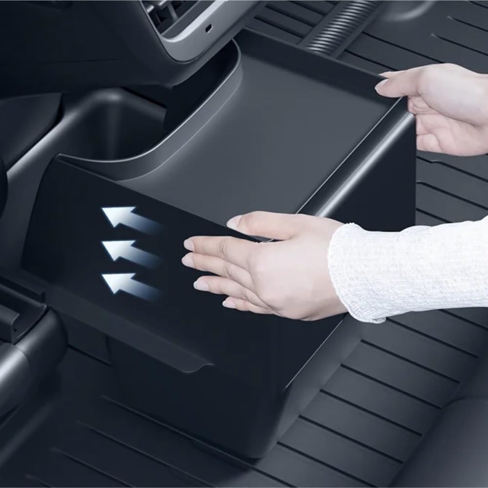 Compatible for Tesla ModelY Car Trash Bin Storage Box Rear Storage Box Interior Modification Ya Accessories(Red-360 Degree)