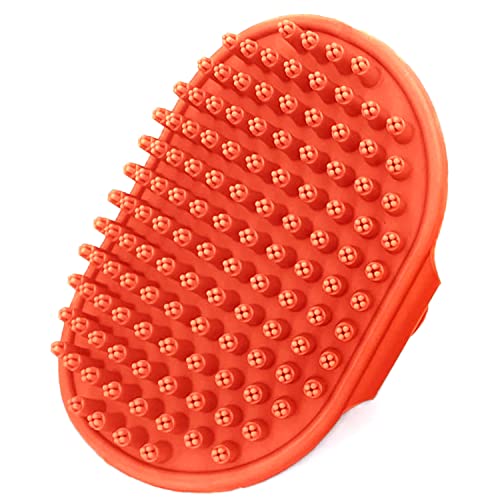Raw Paws Pet Dog Bath Brush & Cat Bath Brush - Soothing & Massaging Rubber Bristles - Small Animal, Horse, Cat & Dog Sha