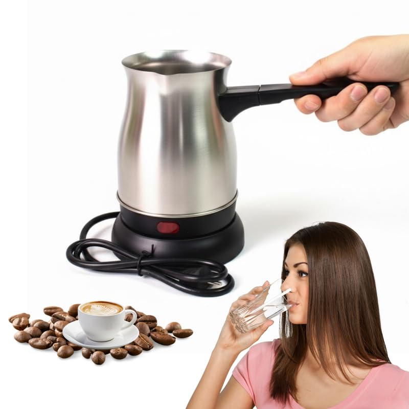 Image of Drumstone 𝟏𝟓-𝐘𝐞𝐚𝐫𝐬 𝐖𝐚𝐫𝐫𝐚𝐧𝐭𝐲 Stainless Steel Electric Turkish Coffee Maker | Fast Heating Portable Coffee Pot | Easy Brew Machine for Home Office Travel | Ideal Gift