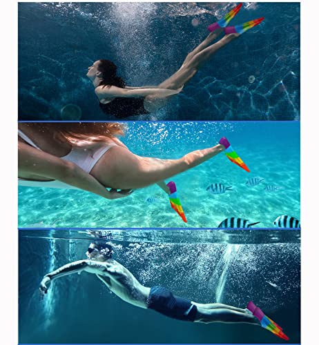 Schwimmflossen Kinder, 100% Silikon Kurzflossen, Taucherflossen Regenbogen Flossen für Kinder Erwachsene Männer Frauen Schwimmen Tauchen (Regenbogen, XXS)