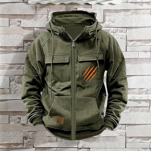 Mens Cargo Hoodies Sports Shirt Long Sleeve Fashion Graphic Hooded Sweatshirts Tactical Pullover with Multi Pocket2