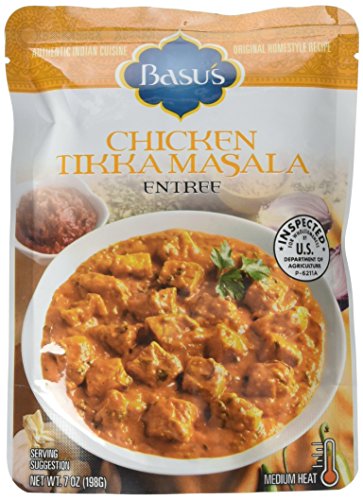 Basu’s HomeStyle Chicken Tikka Masala fully prepared entrée pouch (7oz x 6 pack) - Indian curry flavors from home