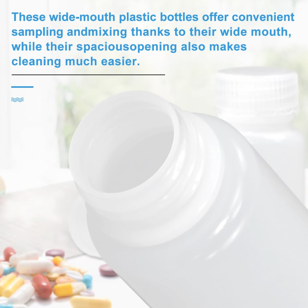 Flaconi Di Plastica A Collo Largo 60 Ml - HDPE, 6 Pezzi, A Tenuta Stagna, Per Laboratorio, Pillole, Campioni
