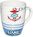 Produktbild alles-meine.de GmbH 4 Stück _ Henkeltassen / Kaffeetassen -  Anker & Steuerrad / Maritim  - incl. Name - groß - 300 ml - Porzellan / Keramik - Teetasse - Trinktasse mit Henkel ..
