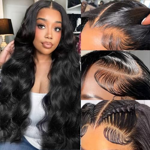 Uveous 30 Inch 13x6 Lace Front Wigs Human Hair HD Body Wave Lace Front Wigs Human Hair Pre Plucked 180 Density Frontal Wigs Human Hair wigs for Black Women Glueless Wigs Human Hair Pre Plucked wig
