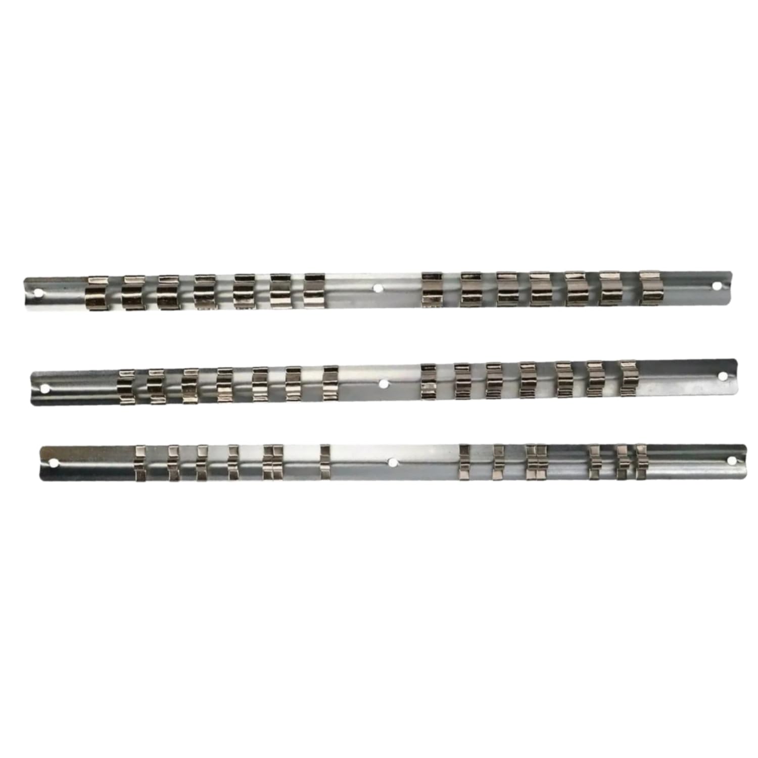 Dunnet Tools Tools Socket Organizers, 3 Piece Socket Holder Kit, 1/4 inch, 3/8 inch & 1/2 inch Drive, Portable Socket Clip Rail Holder Holds 42 Sockets Socket Rail (1)