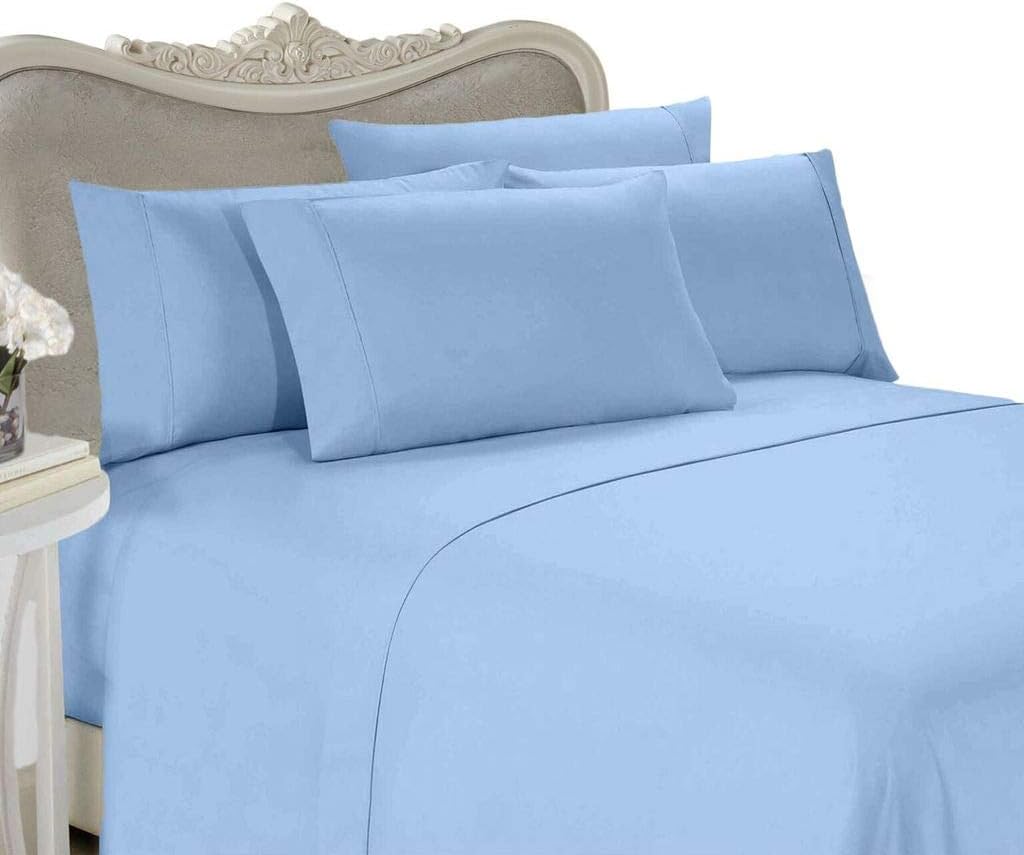 Extra Deep Pocket - 1200 Thread Count Egyptian Cotton 4 Piece Bed Sheet Set, 1200Tc, Queen, Solid Blue