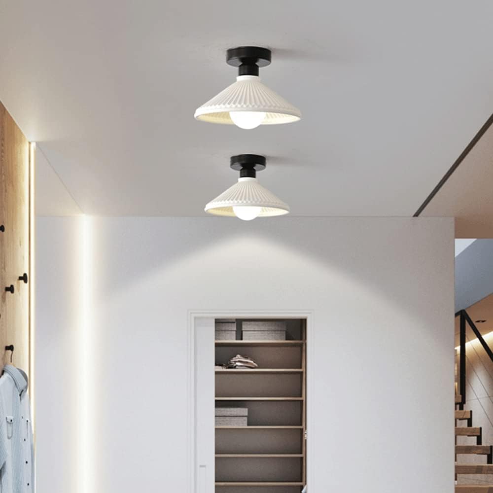 Lampa sufitowa do przedpokoju, balkonu, mała kreatywna, biała, ceramiczna lampa sufitowa, żyrandol E26 do montażu wpuszczanego, blisko sufitu do jadalni, kuchni, przedpokoju, łazi