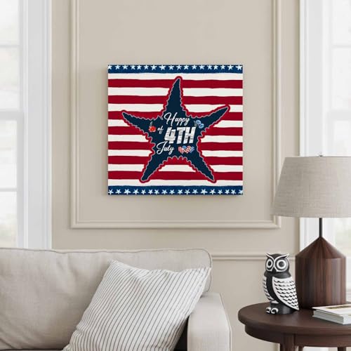 Canvas Wall Art 4th of July American Star,Oil Painting Prints