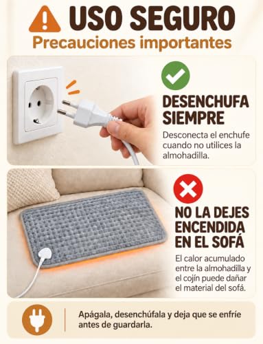 Miniatura 5 de Uohhboe Almohadilla Eléctrica Lumbar 75w 30 60 Cm, 9 Niveles De Calor