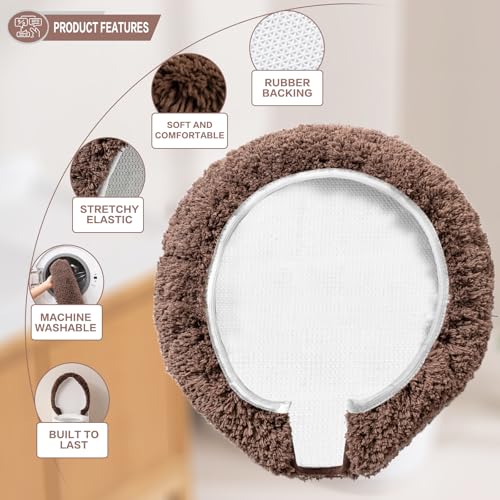 Image of Microfiber Toilet Lid Cover, 17.5 inchx15 inch Fits Round Oblong and Elongated | Toilet Seat Covers for Bathroom, Machine Washable, Decorative Fuzzy fur Look Round Toilet Seat Cover Extra Soft Absorbent