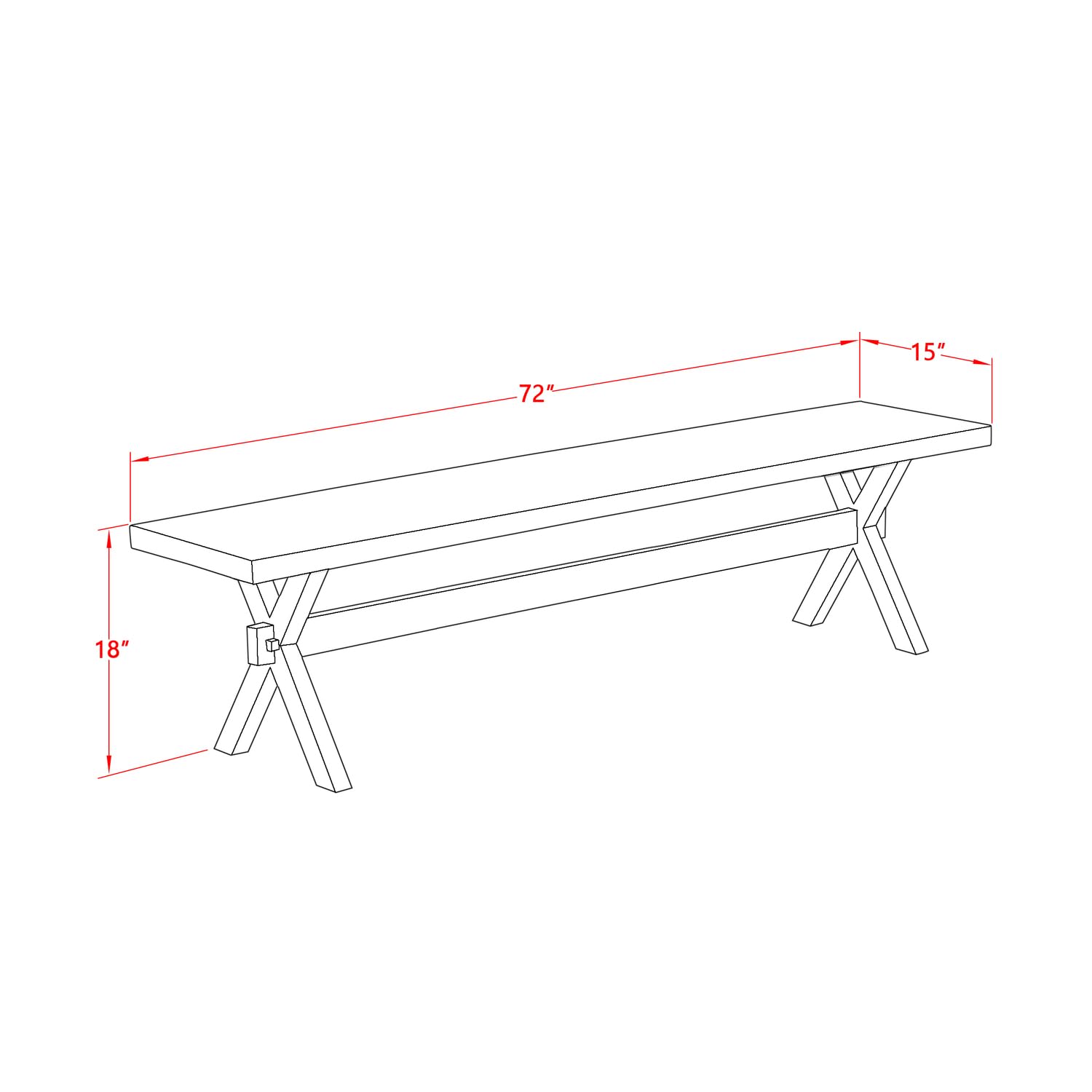 HomeStock Wood Dining Bench - Modern Style Indoor Bench for Kitchens & Living Rooms 72 inch/Distressed Jacobean and Wirebrushed Black